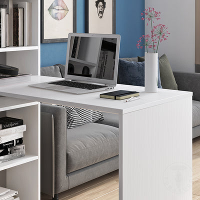 Scrivania moderna con libreria laterale in legno larice poro aperto cm 119x50x73h