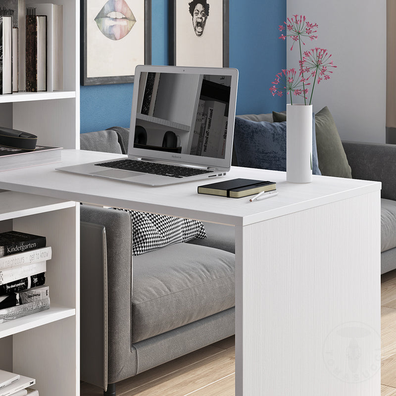 Scrivania moderna con libreria laterale in legno larice poro aperto cm 119x50x73h
