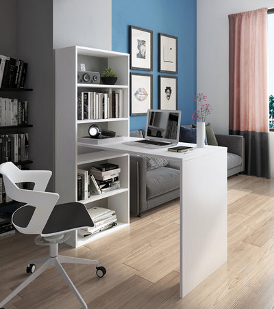 Scrivania moderna con libreria laterale in legno larice poro aperto cm 119x50x73h