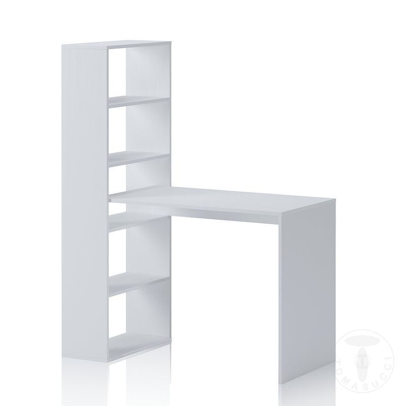 Scrivania moderna con libreria laterale in legno larice poro aperto cm 119x50x73h