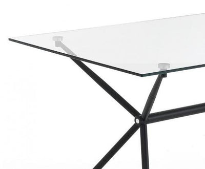 Tavolo scrivania moderna struttura in metallo nero piano in vetro cm 140x80x76h