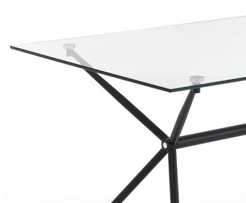 Tavolo scrivania moderna struttura in metallo nero piano in vetro cm 140x80x76h