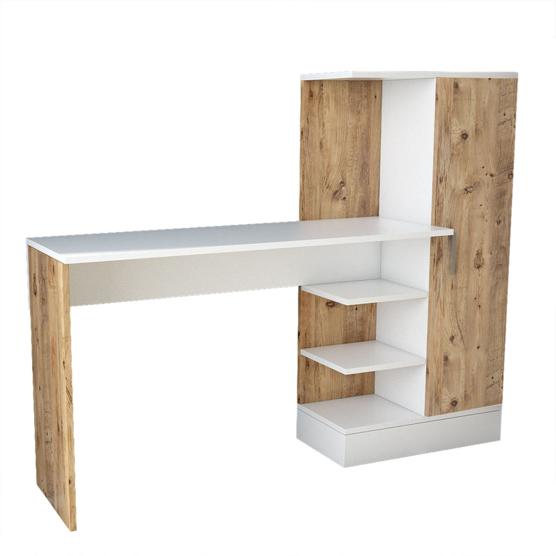 Scrivania da ufficio moderna con anta e vani a giorno cm 152x40x120h - vari colori