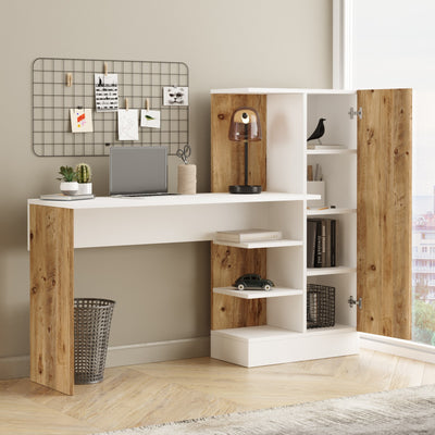 Scrivania da ufficio moderna con anta e vani a giorno cm 152x40x120h - vari colori