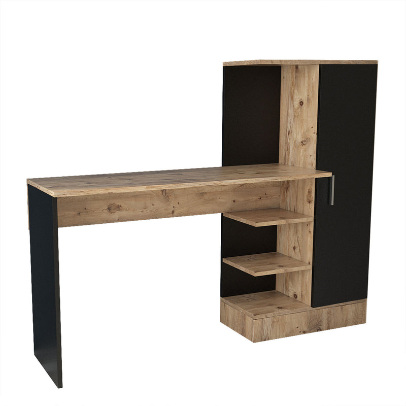 Scrivania da ufficio moderna con anta e vani a giorno cm 152x40x120h - vari colori