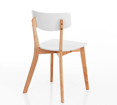 Set da 2 sedia living in legno massello bianco e rovere cm 40x43x79h