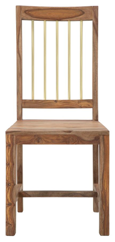 sedia classica in legno Sheesham listelli in metallo dorato