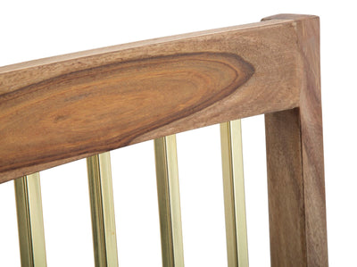 sedia classica in legno Sheesham listelli in metallo dorato