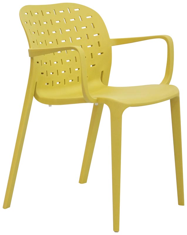 sedia con braccioli in polipropilene colore giallo