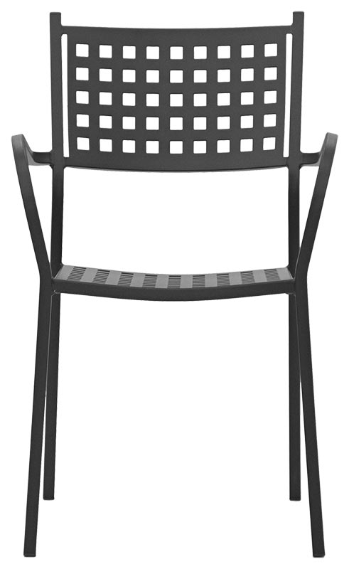 Set da 2 Sedia poltroncina con braccioli design moderno in metallo colore antracite cm 39x39x83h