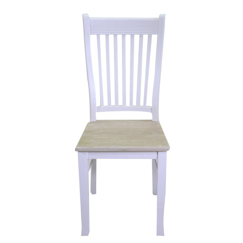 Set da 2 sedia stile country in legno colore bianco e naturale cm 42x41x93h