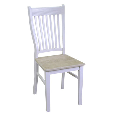 Set da 2 sedia stile country in legno colore bianco e naturale cm 42x41x93h