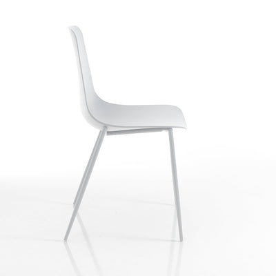 Set da 4 Sedia da esterno interno in polipropilene grigio opaco e acciaio cm 46x53x88h - vari colori