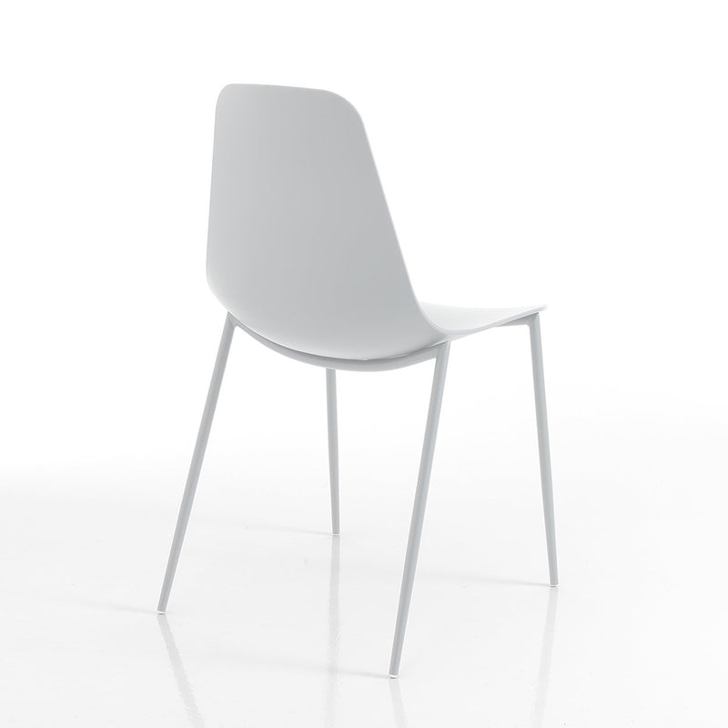 Set da 4 Sedia da esterno interno in polipropilene grigio opaco e acciaio cm 46x53x88h - vari colori