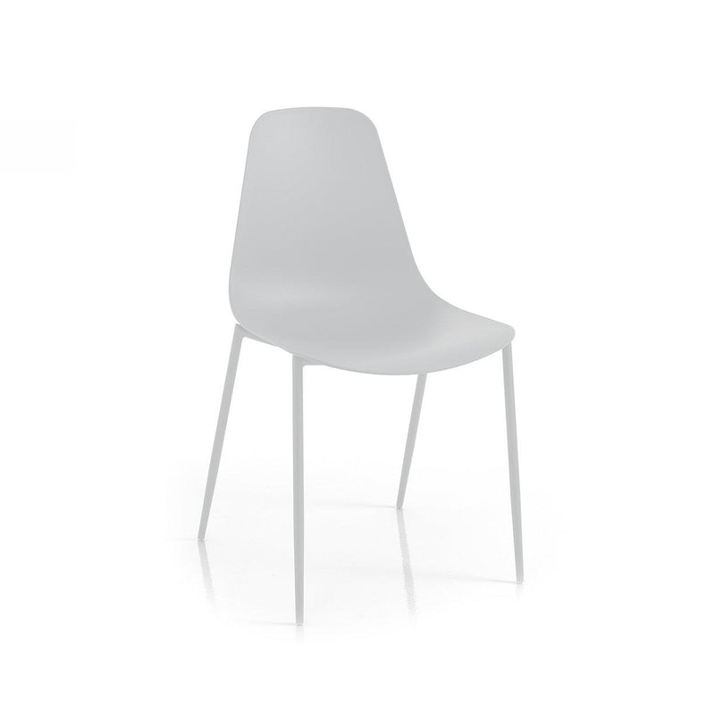 Set da 4 Sedia da esterno interno in polipropilene grigio opaco e acciaio cm 46x53x88h - vari colori