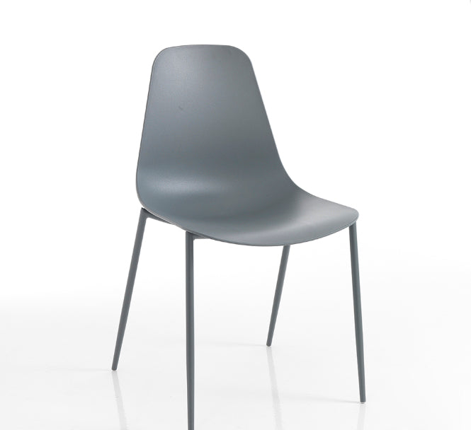 Set da 4 Sedia da esterno interno in polipropilene grigio opaco e acciaio cm 46x53x88h - vari colori
