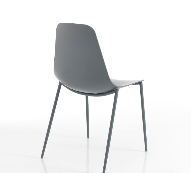 Set da 4 Sedia da esterno interno in polipropilene grigio opaco e acciaio cm 46x53x88h - vari colori