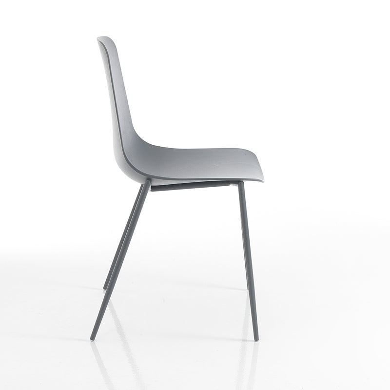 Set da 4 Sedia da esterno interno in polipropilene grigio opaco e acciaio cm 46x53x88h - vari colori