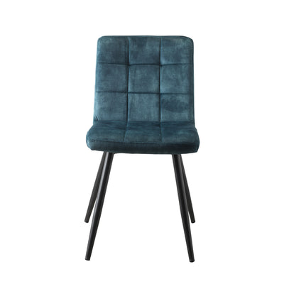 Sedia da soggiorno in velluto blu e gambe in legno cm 48x49x81h