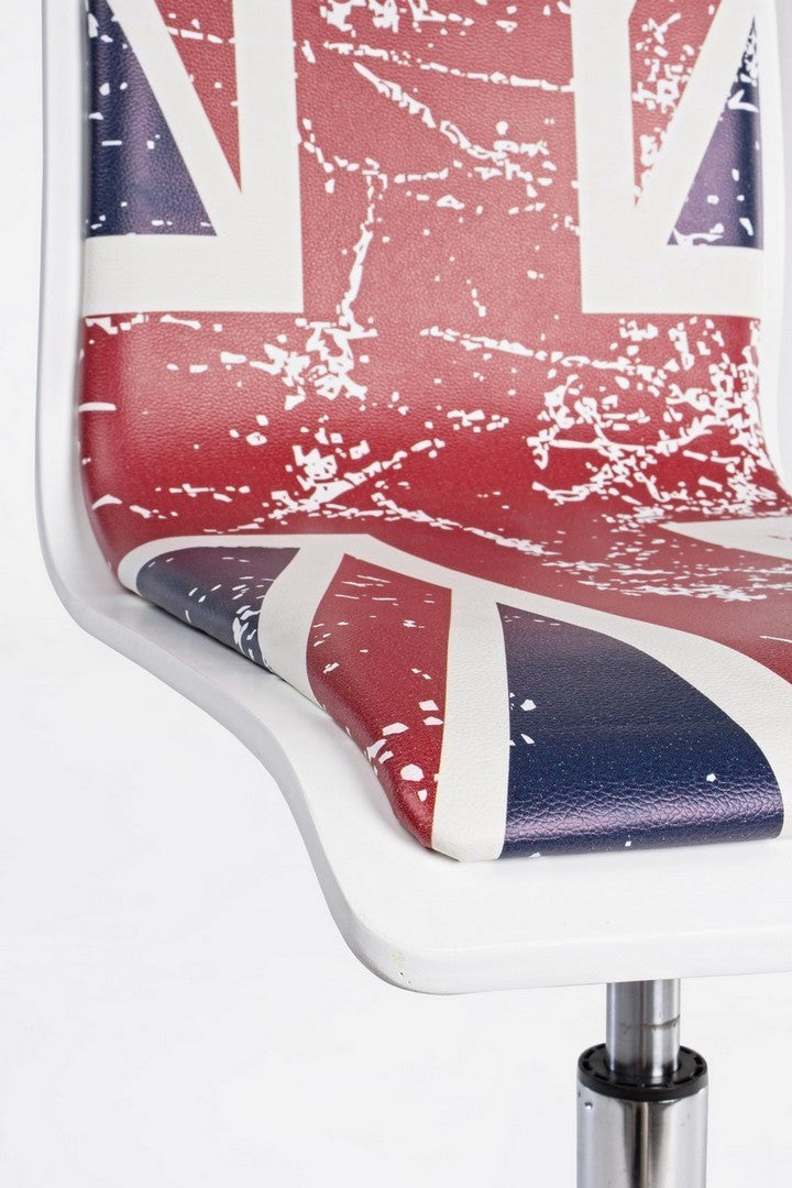 Sedia da ufficio in similpelle stampa vintage bandiera inglese cm 42x40x87/99h
