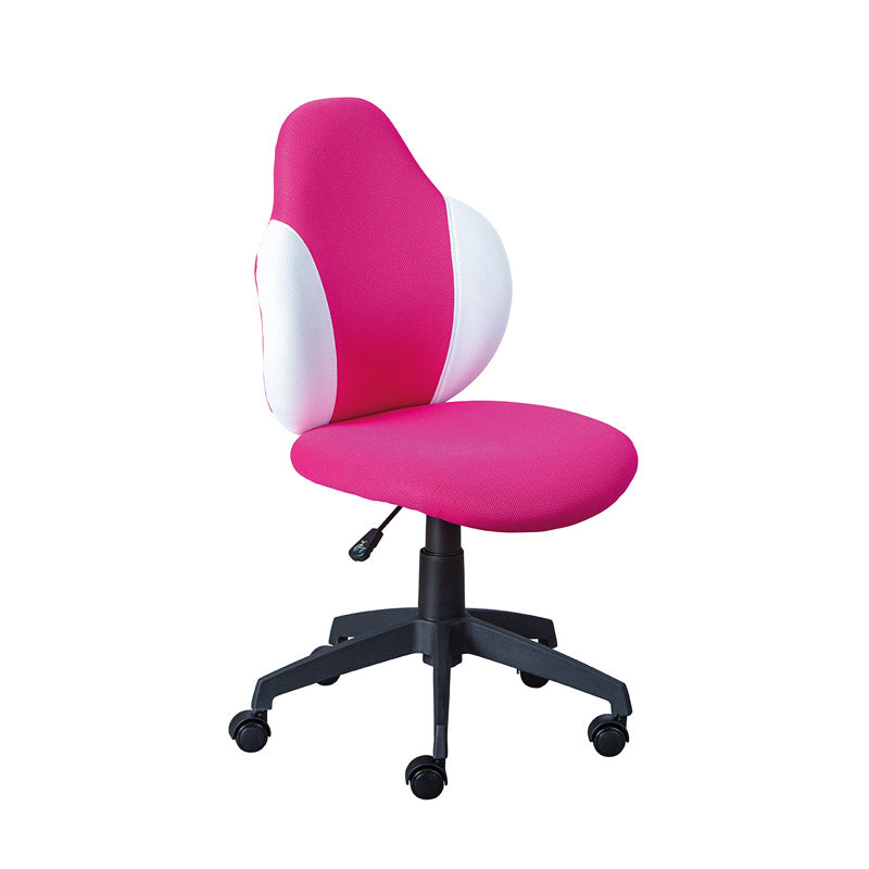 sedia da ufficio regolabile in tessuto bianco e rosa