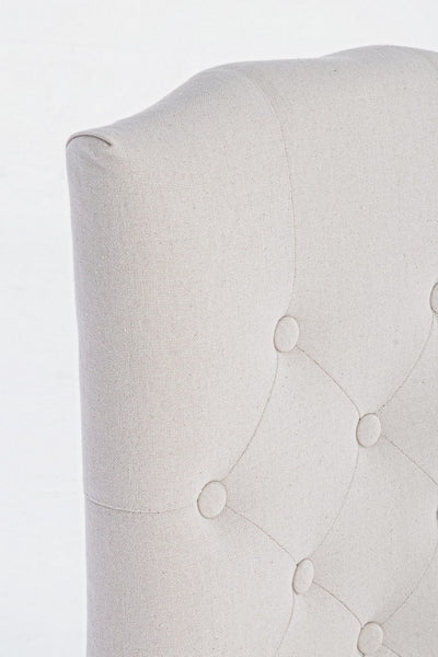 Set da 2 Sedia classica in tessuto bianco con borchie gambe in legno cm 51x53x99h