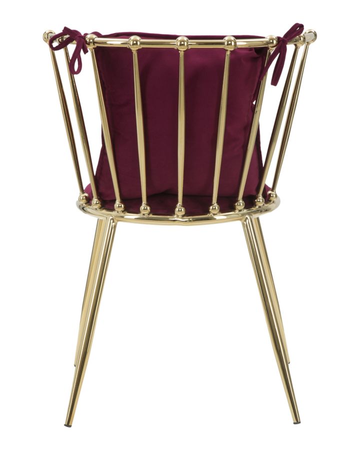 sedia design moderna in metallo dorato con cuscino bordeaux