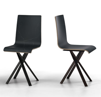 Adley - Set da 2 Sedia design in legno gambe in metallo incrociate cm 43x40x89h - vari colori