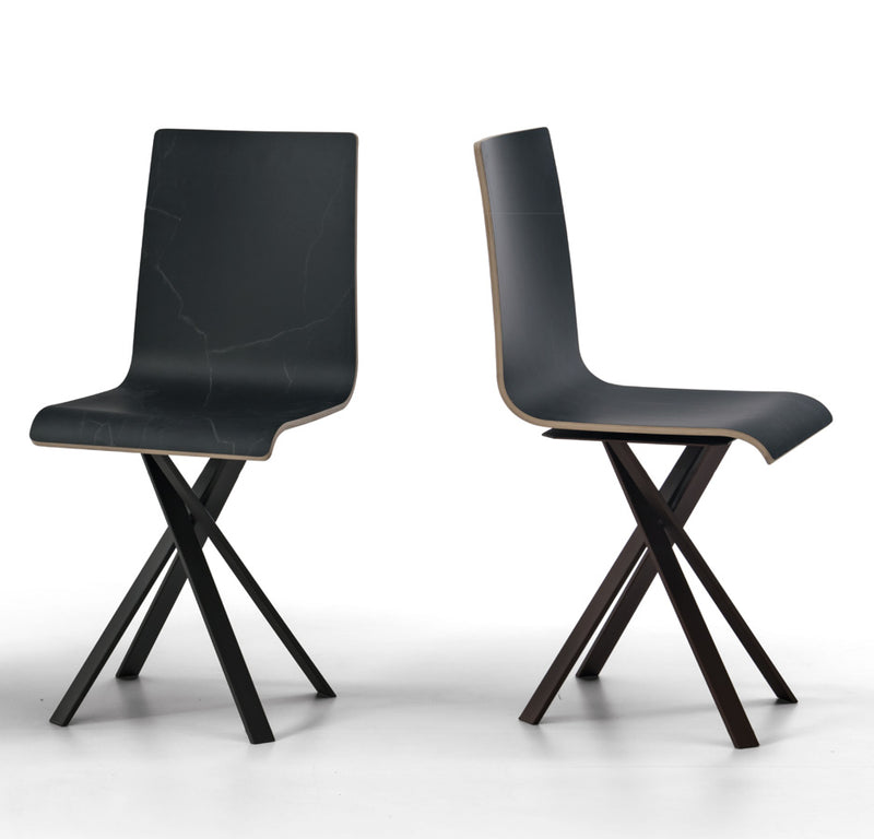 Adley - Set da 2 Sedia design in legno gambe in metallo incrociate cm 43x40x89h - vari colori