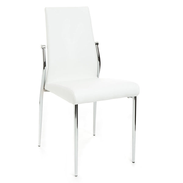 Set da 4 sedia moderna seduta in similpelle con gambe in metallo cromato - Vari colori