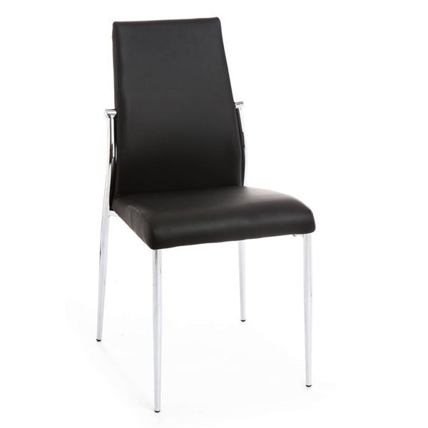 Set da 4 sedia moderna seduta in similpelle con gambe in metallo cromato - Vari colori