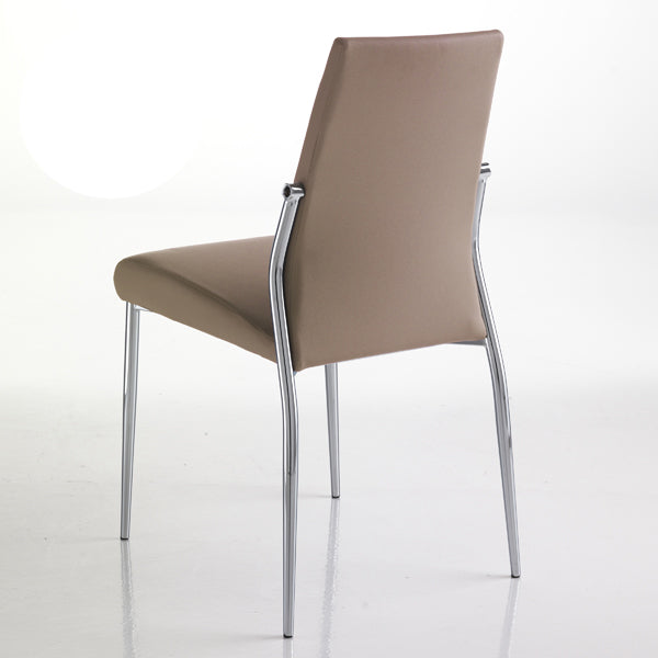 Set da 4 sedia moderna seduta in similpelle con gambe in metallo cromato - Vari colori