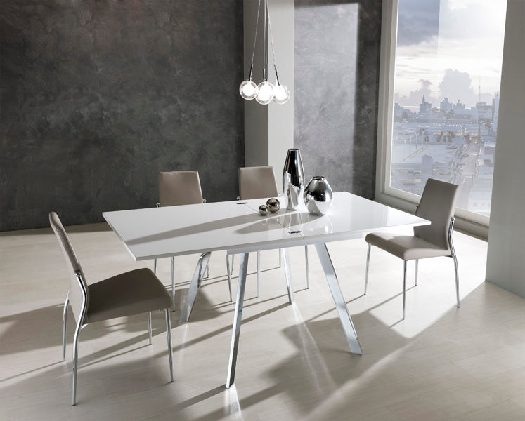 Set da 4 sedia moderna seduta in similpelle con gambe in metallo cromato - Vari colori