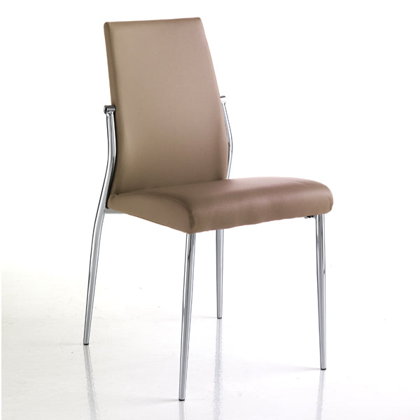 Set da 4 sedia moderna seduta in similpelle con gambe in metallo cromato - Vari colori