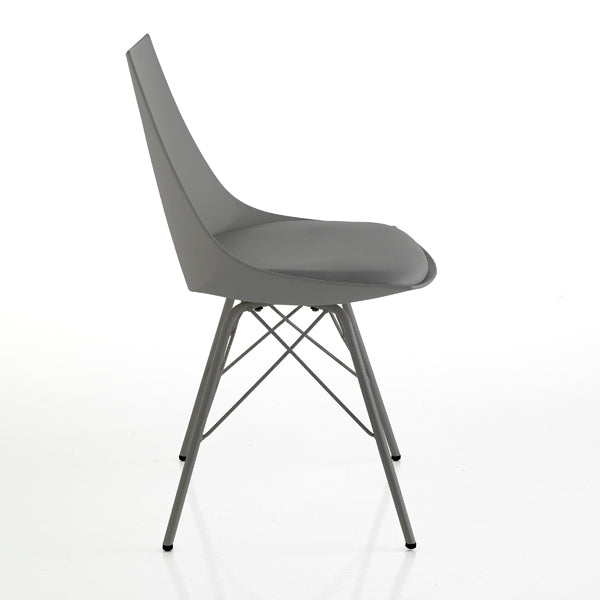 Set da 2 sedia stile eames struttura in metallo e seduta con cuscino - vari colori