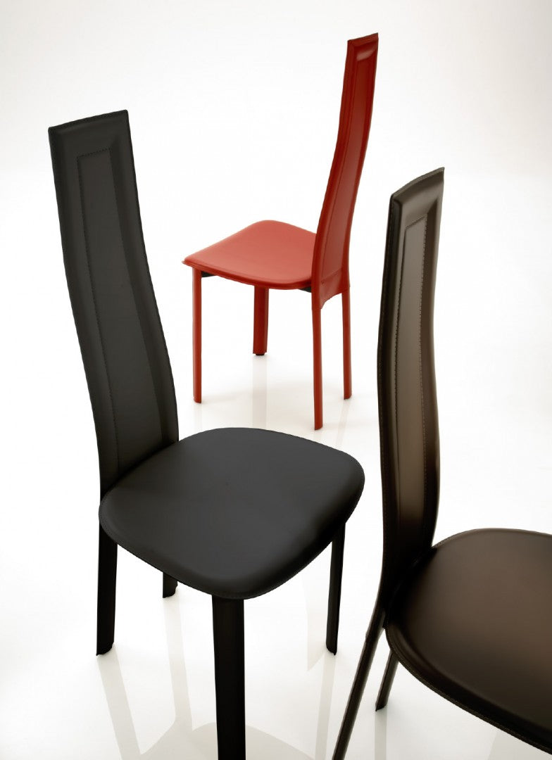 Floriana - Set da 2 Sedia moderna schienale alto Eurosedia in cuoio cm 45x47x108h - vari colori