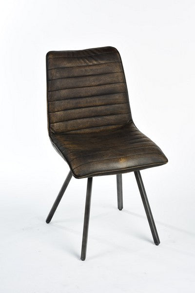 Sedia in stile industrial vintage in similpelle e gambe in ferro cm 48x60x88h