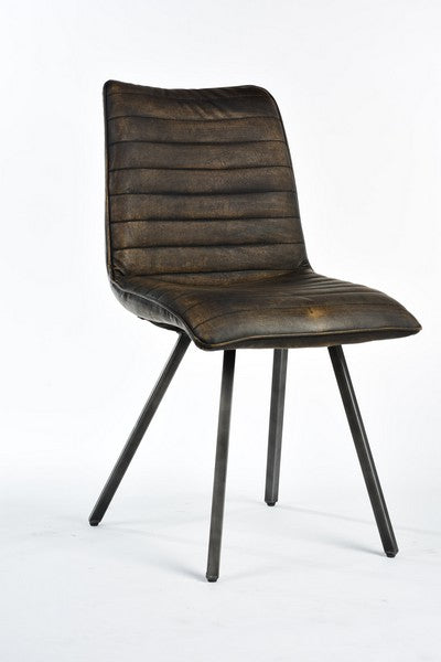 Sedia in stile industrial vintage in similpelle e gambe in ferro cm 48x60x88h