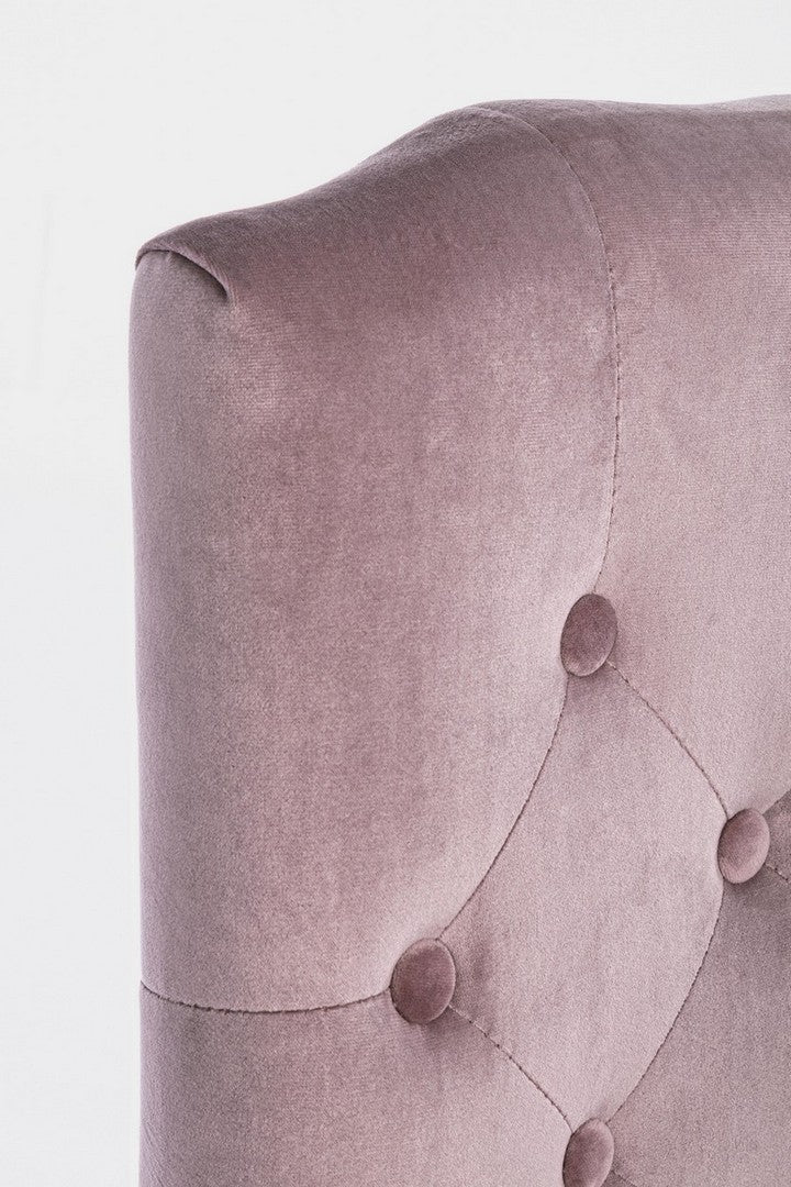 Set da 2 Sedia design classico rivestita in velluto rosa con borchie cm 51x53x99h