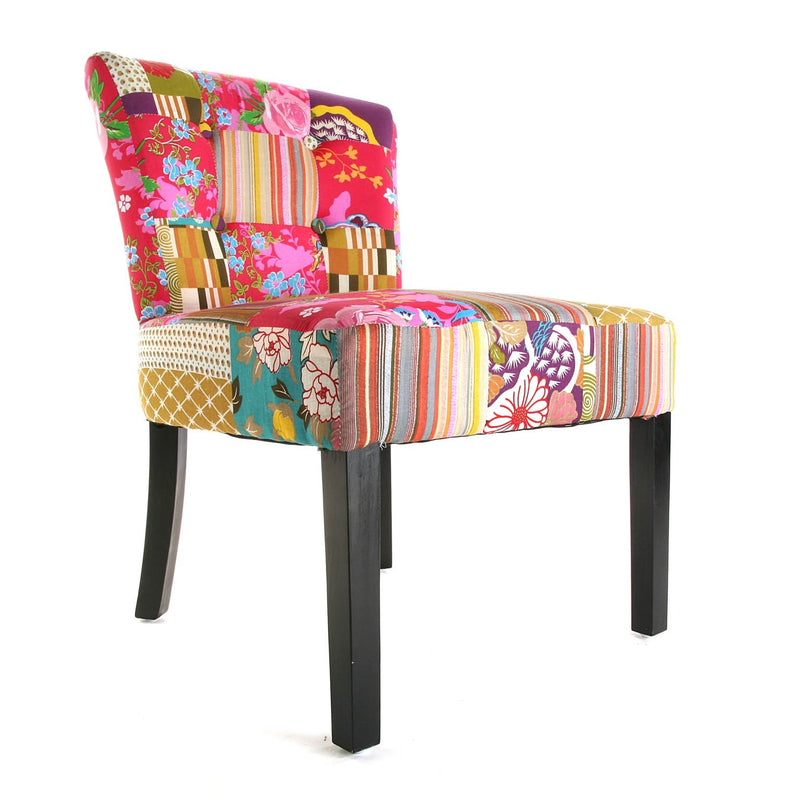 Sedia imbottita design patchwork poltroncina per salotto cm 64x50x73h