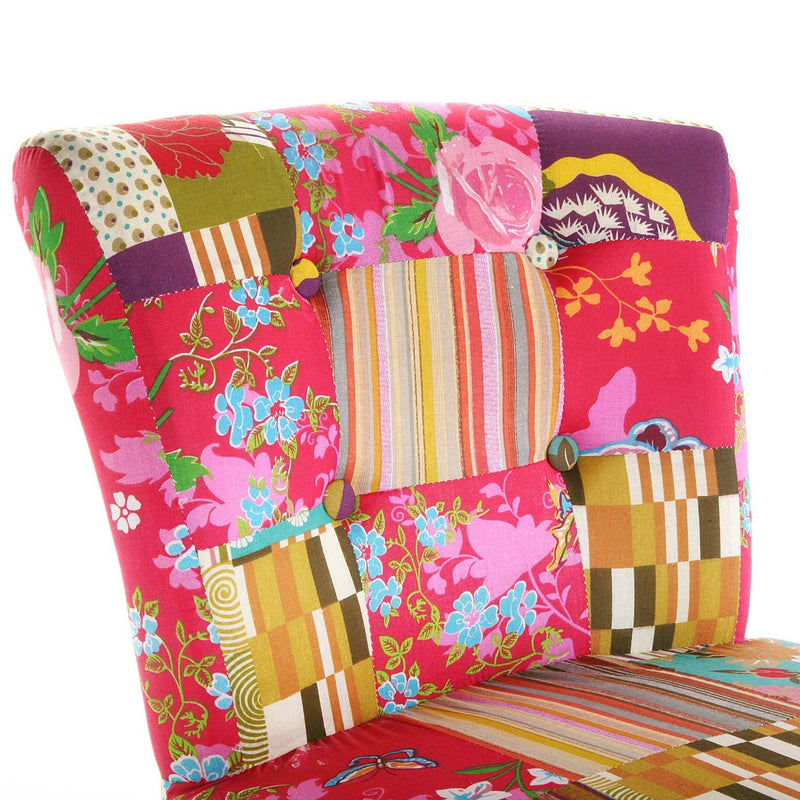 Sedia imbottita design patchwork poltroncina per salotto cm 64x50x73h