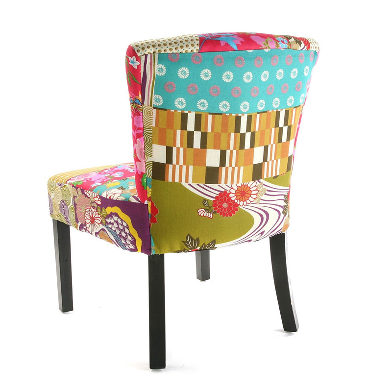 Sedia imbottita design patchwork poltroncina per salotto cm 64x50x73h