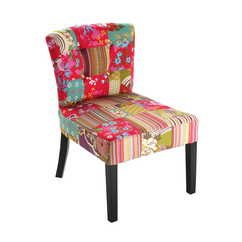 Sedia imbottita design patchwork poltroncina per salotto cm 64x50x73h