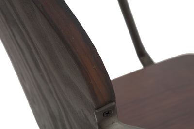 Set da 2 Sedia con braccioli stile industriale in ferro e legno cm 54x51x83h