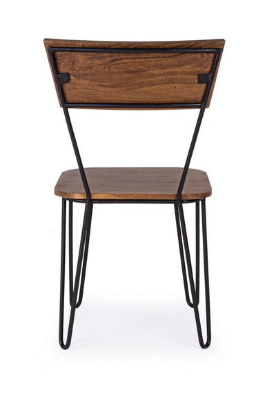 Set da 2 Sedia industrial seduta e schienale in legno di acacia cm 45x41x84h