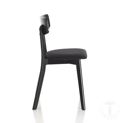 Set da 2 Sedia living in legno massello seduta in tessuto colore nero cm 44x47x80h