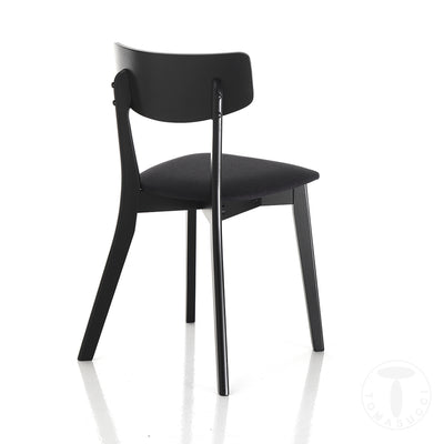 Set da 2 Sedia living in legno massello seduta in tessuto colore nero cm 44x47x80h