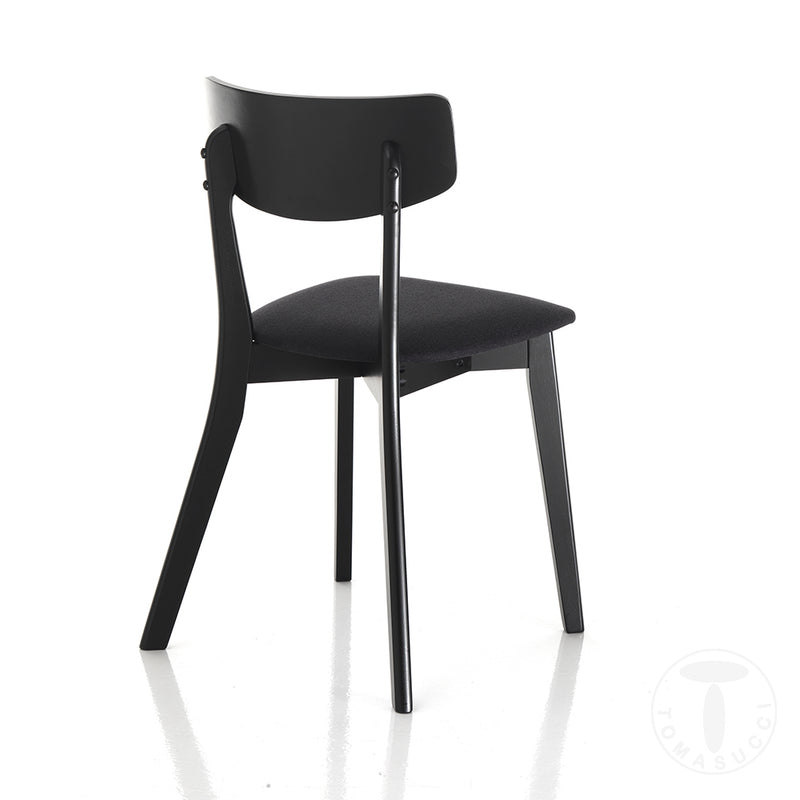 Set da 2 Sedia living in legno massello seduta in tessuto colore nero cm 44x47x80h