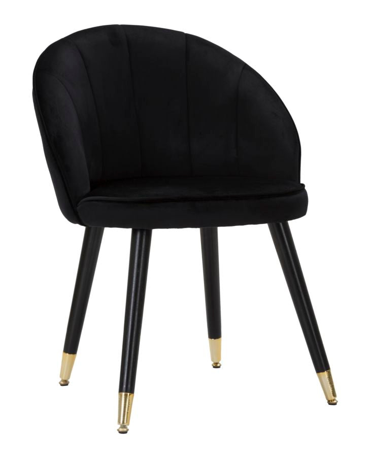 sedia design in velluto colore nero gambe in legno colore nero