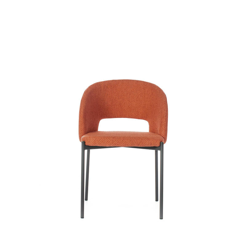 sedia moderna imbottita rivestita in tessuto arancio